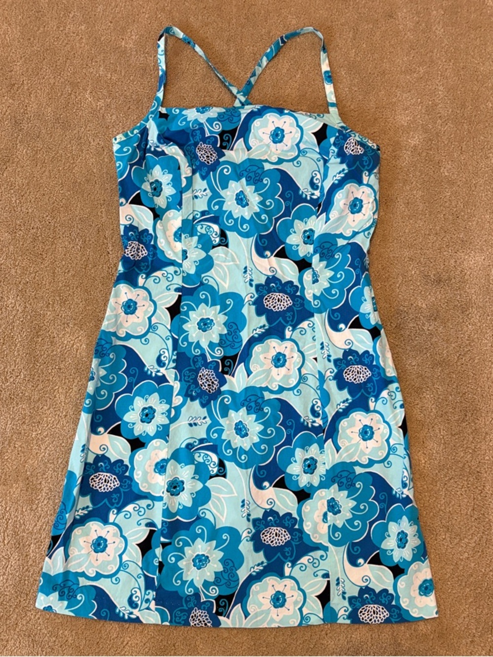 Byer Too! Blue Floral Fitted Sundress